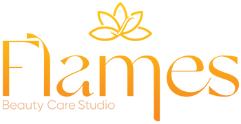 Beauty salon in calicut, Logo of Flames Beauty Care & Bridal Studio featuring vibrant orange and green colors, symbolizing creativity and freshness in beauty services.